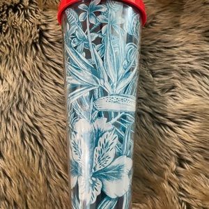 Starbucks Blue Acrylic Cold Cup Tumbler 2017 24oz rare